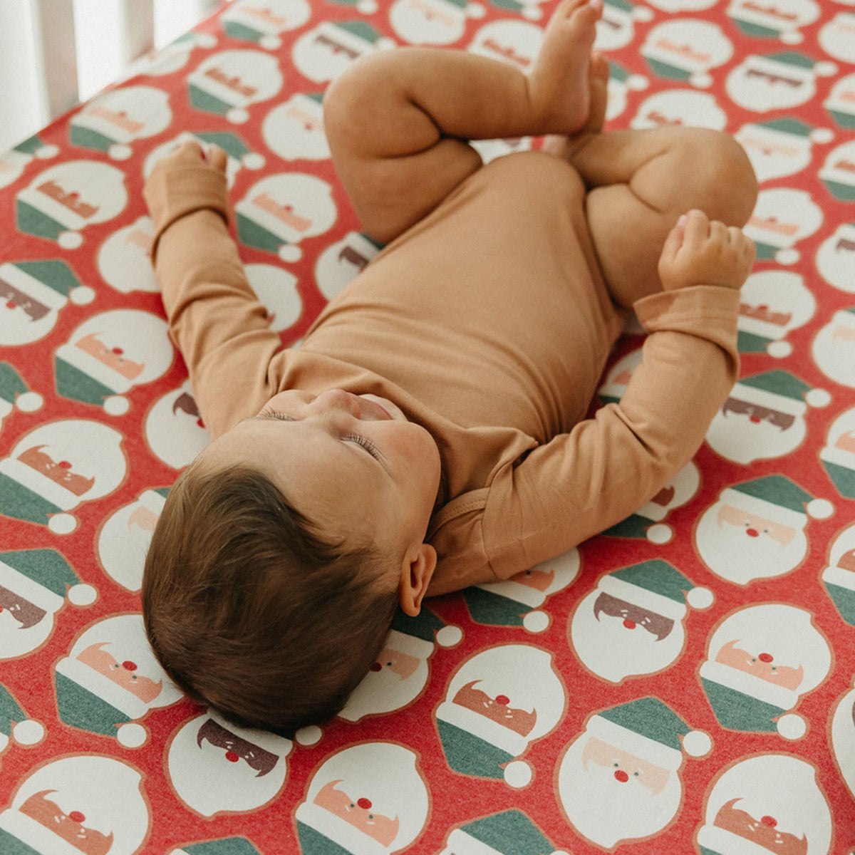 Premium Knit Fitted Crib Sheet - Claus