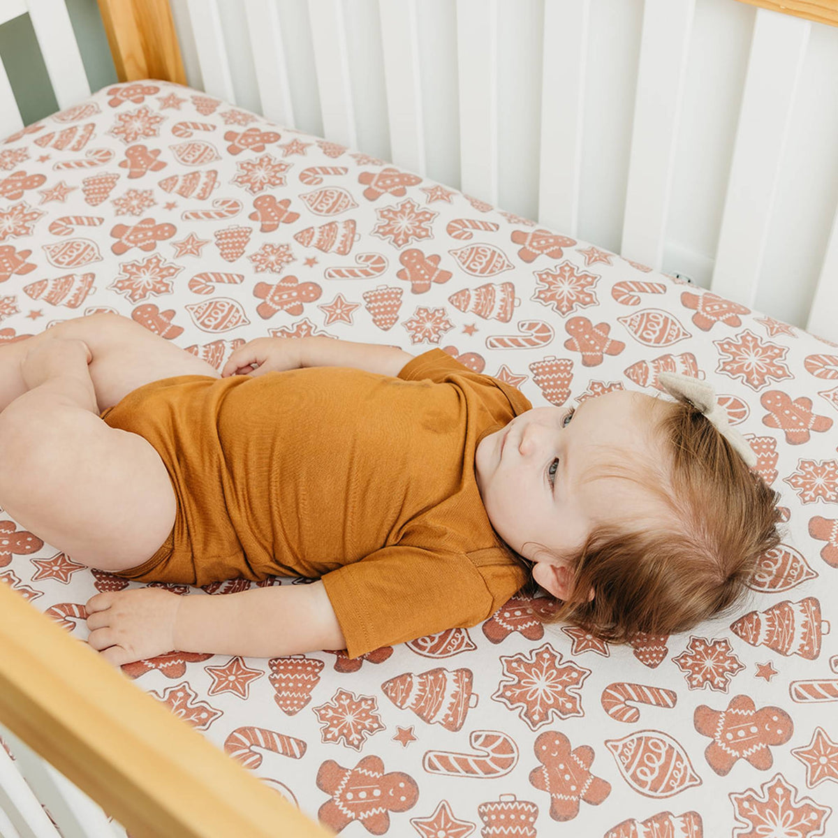 Premium Knit Fitted Crib Sheet - Gingerbread