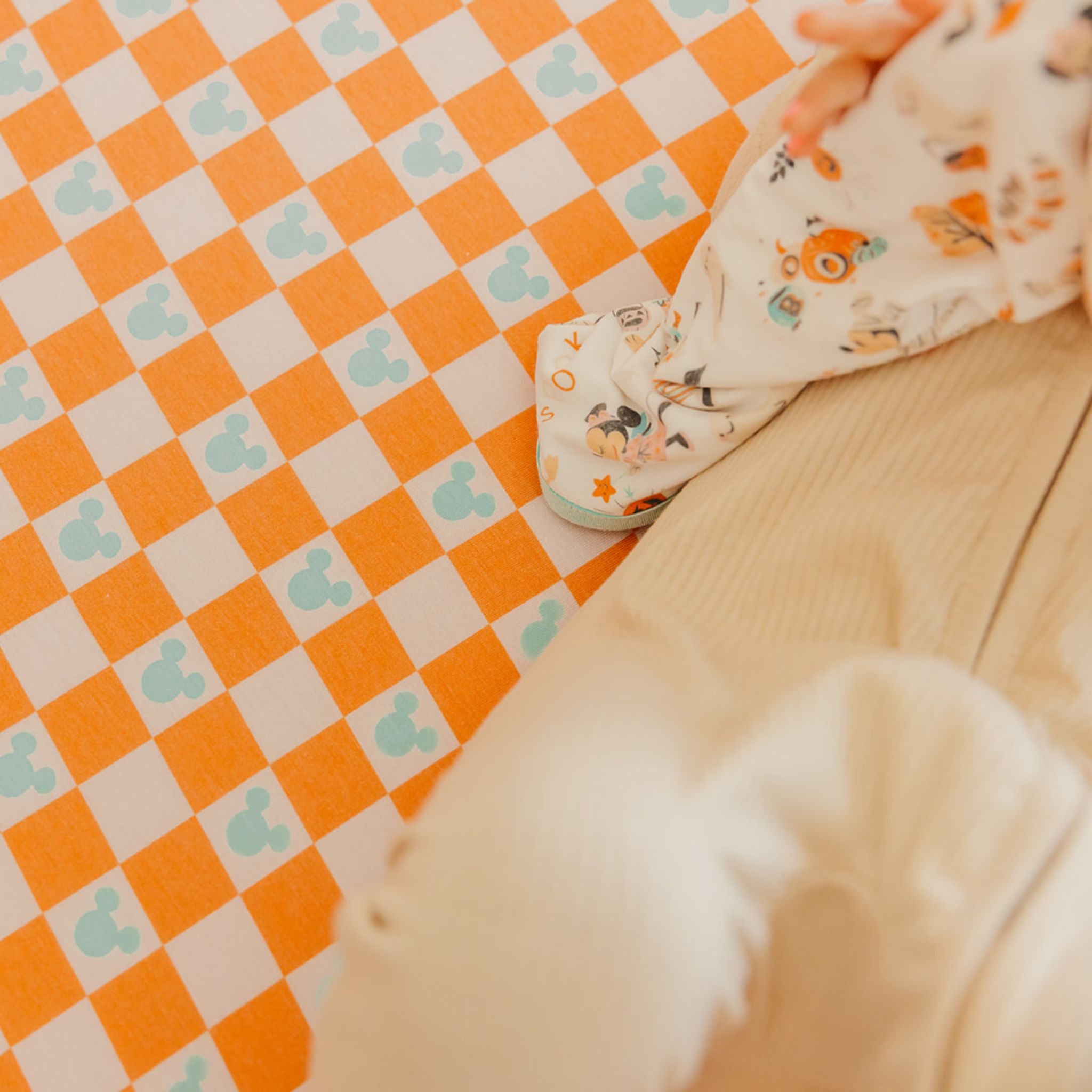 Premium Knit Fitted Crib Sheet - Mickey Mouse Check