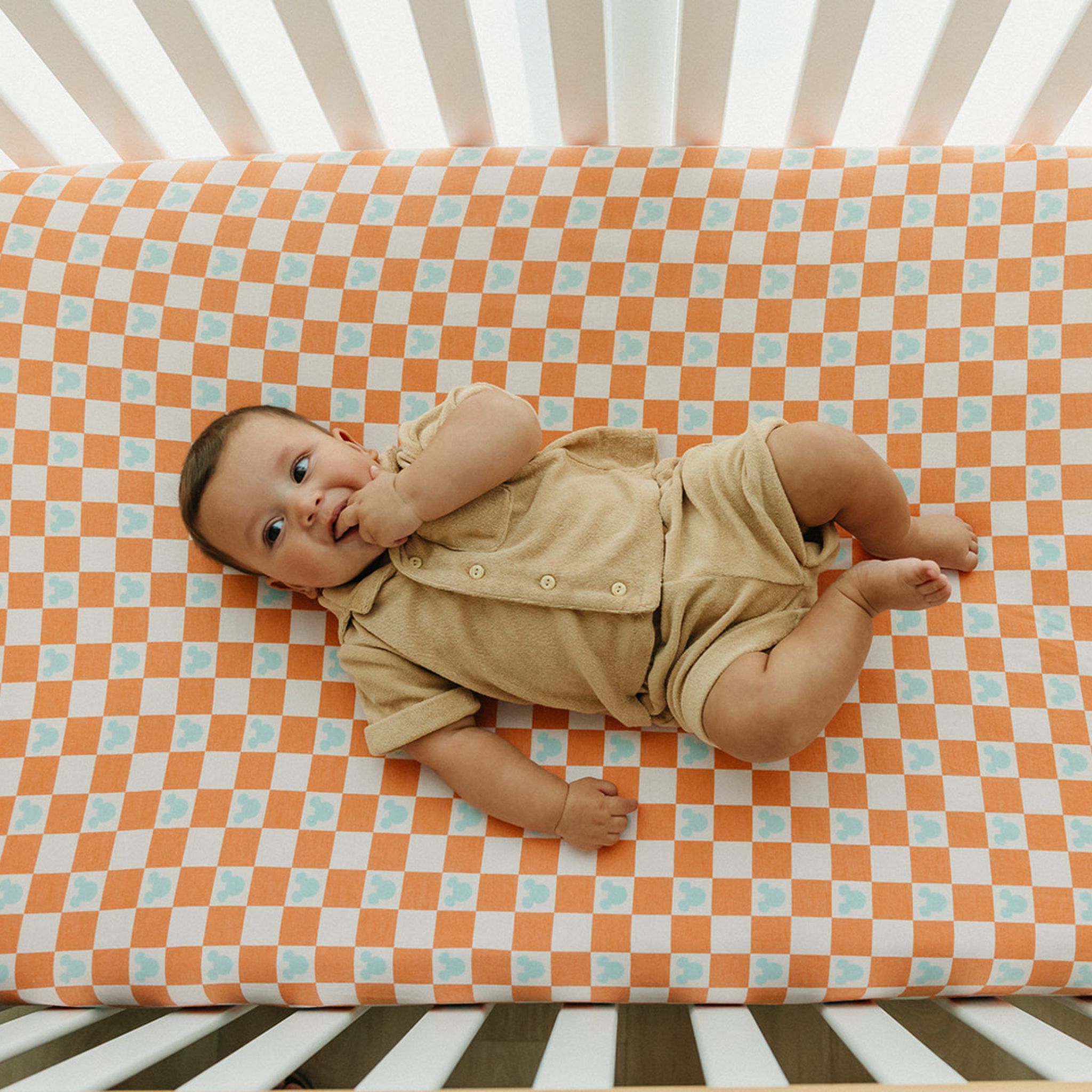 Premium Knit Fitted Crib Sheet - Mickey Mouse Check