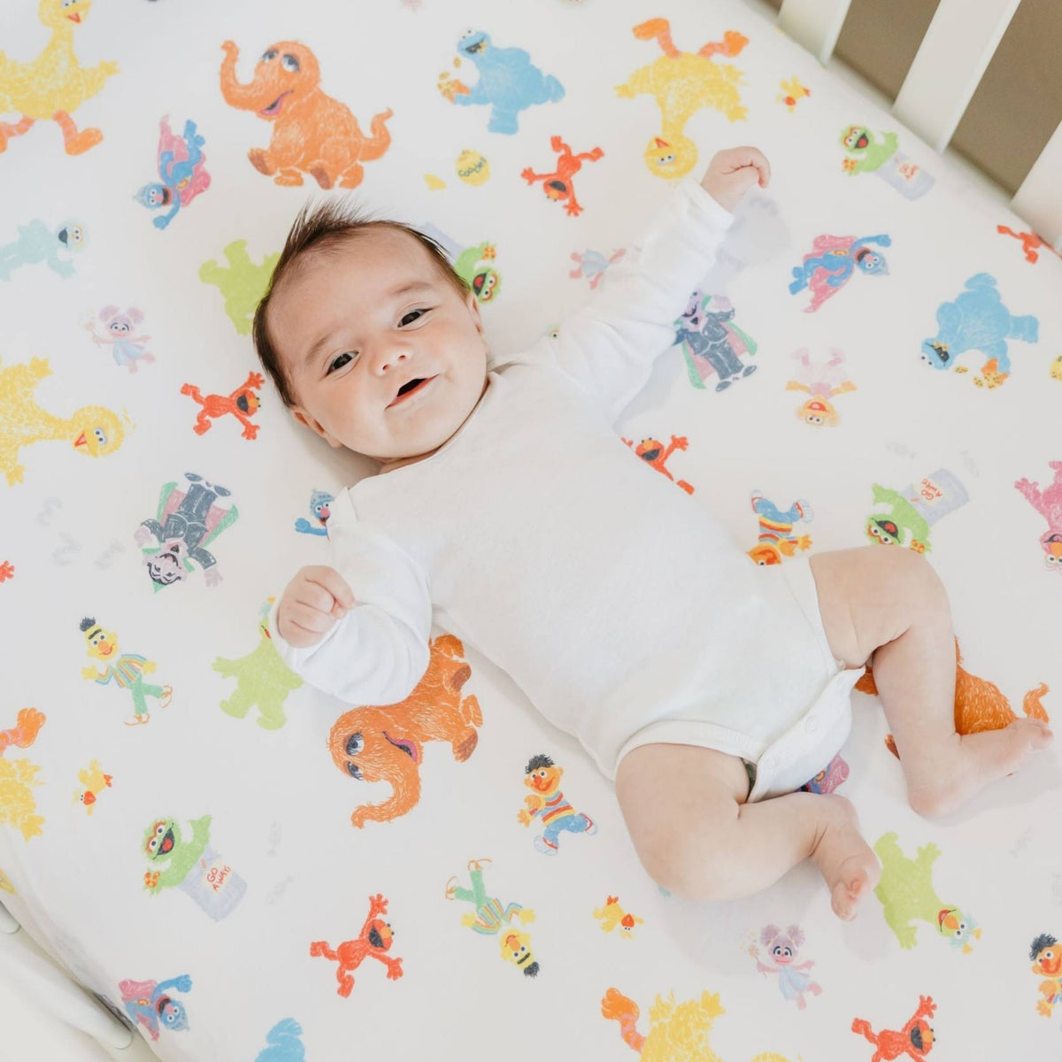 Premium Knit Fitted Crib Sheet - Sesame Friends