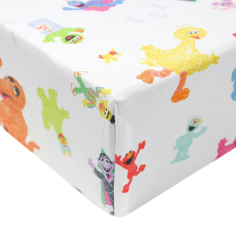 Premium Knit Fitted Crib Sheet - Sesame Friends