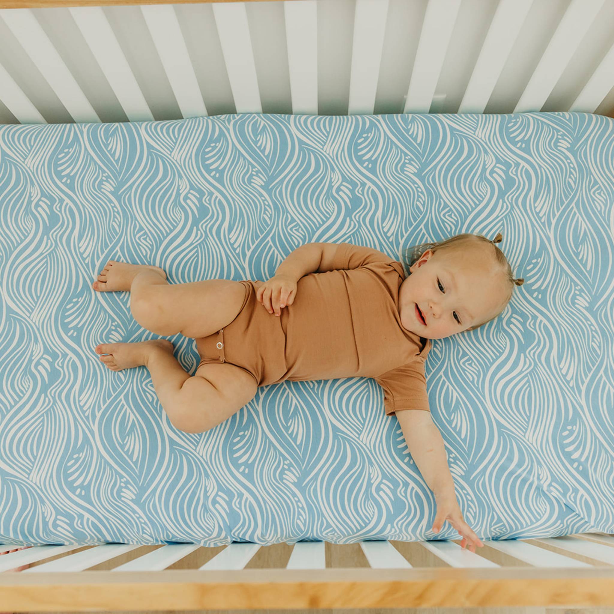 Premium Knit Fitted Crib Sheet - Surf
