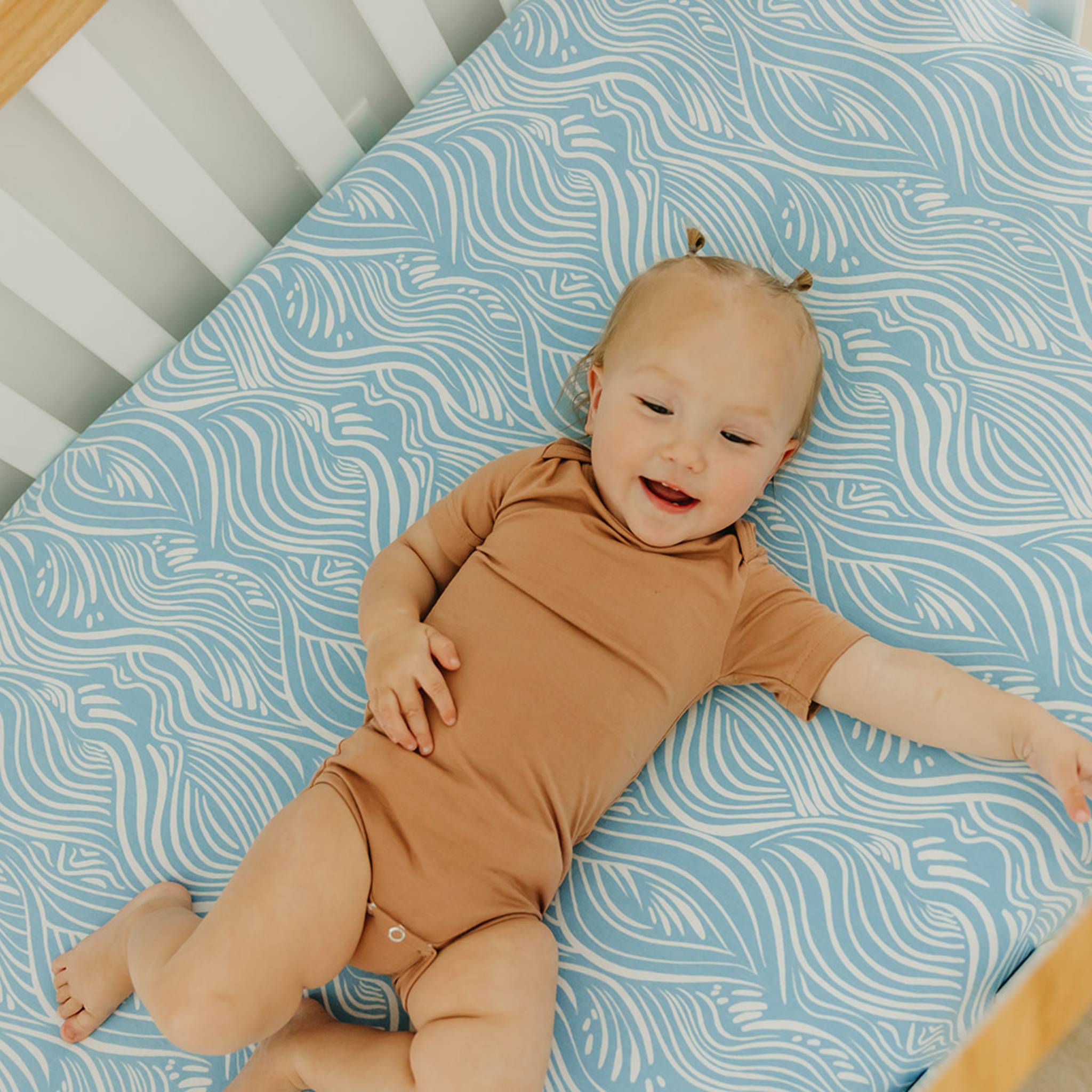Premium Knit Fitted Crib Sheet - Surf