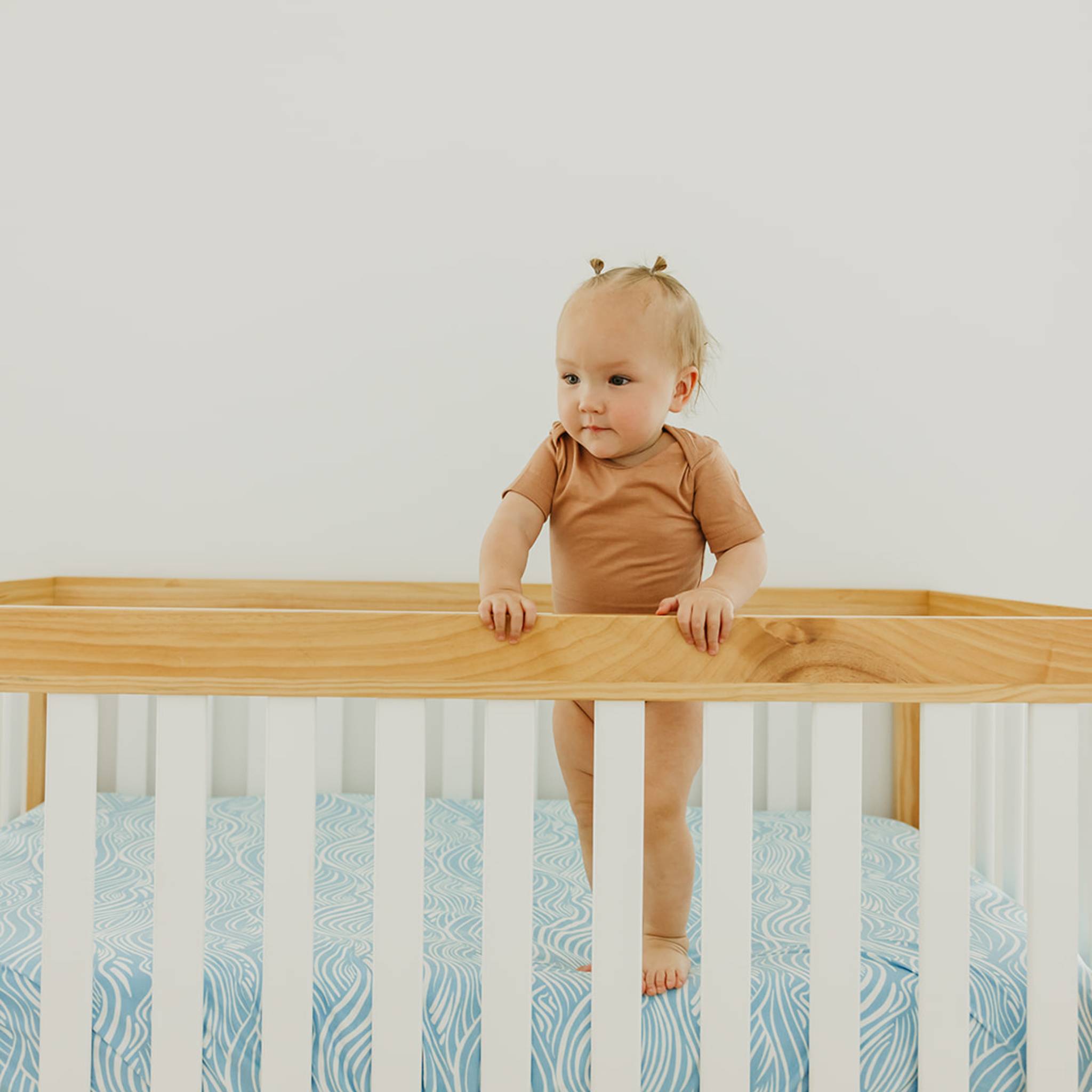 Premium Knit Fitted Crib Sheet - Surf