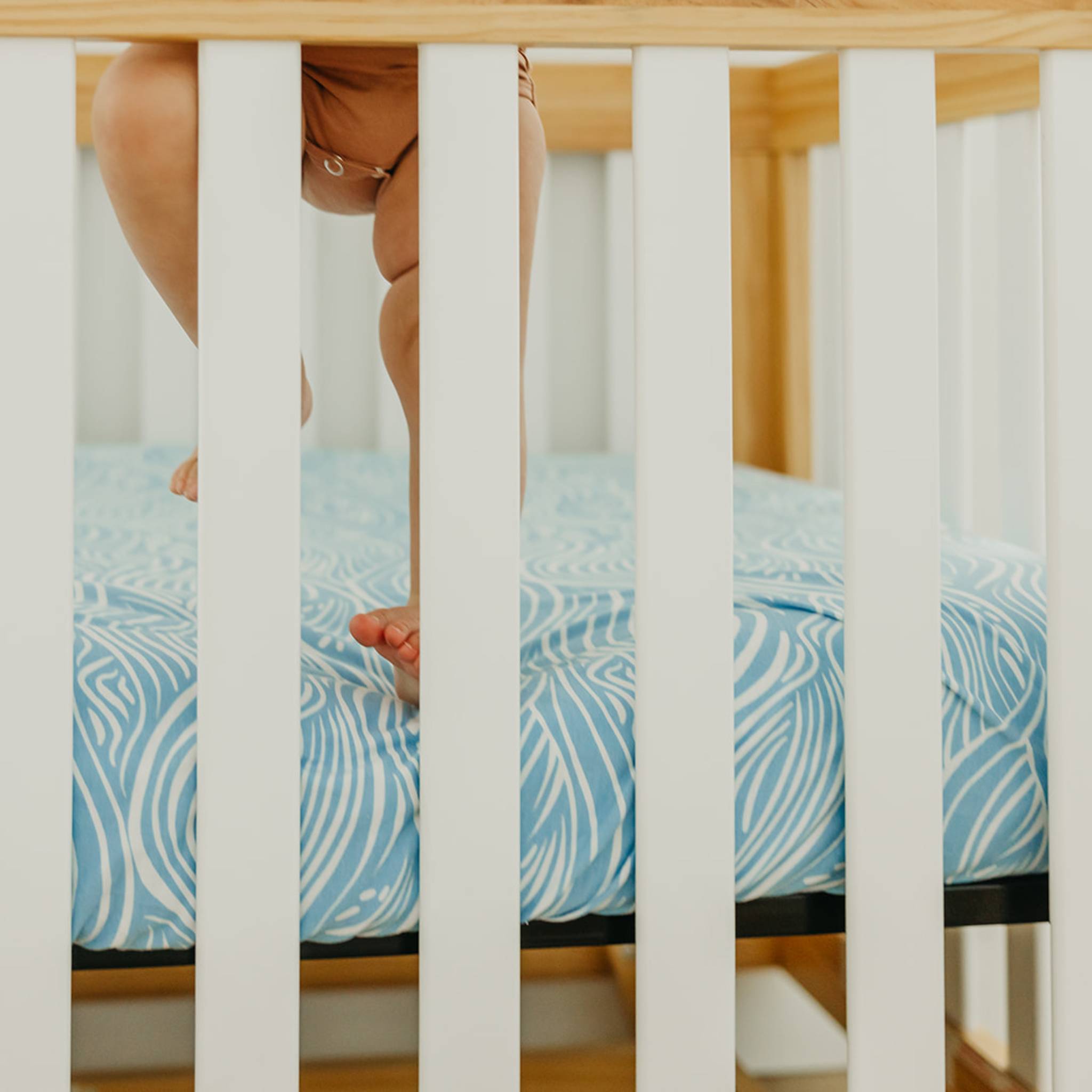 Premium Knit Fitted Crib Sheet - Surf