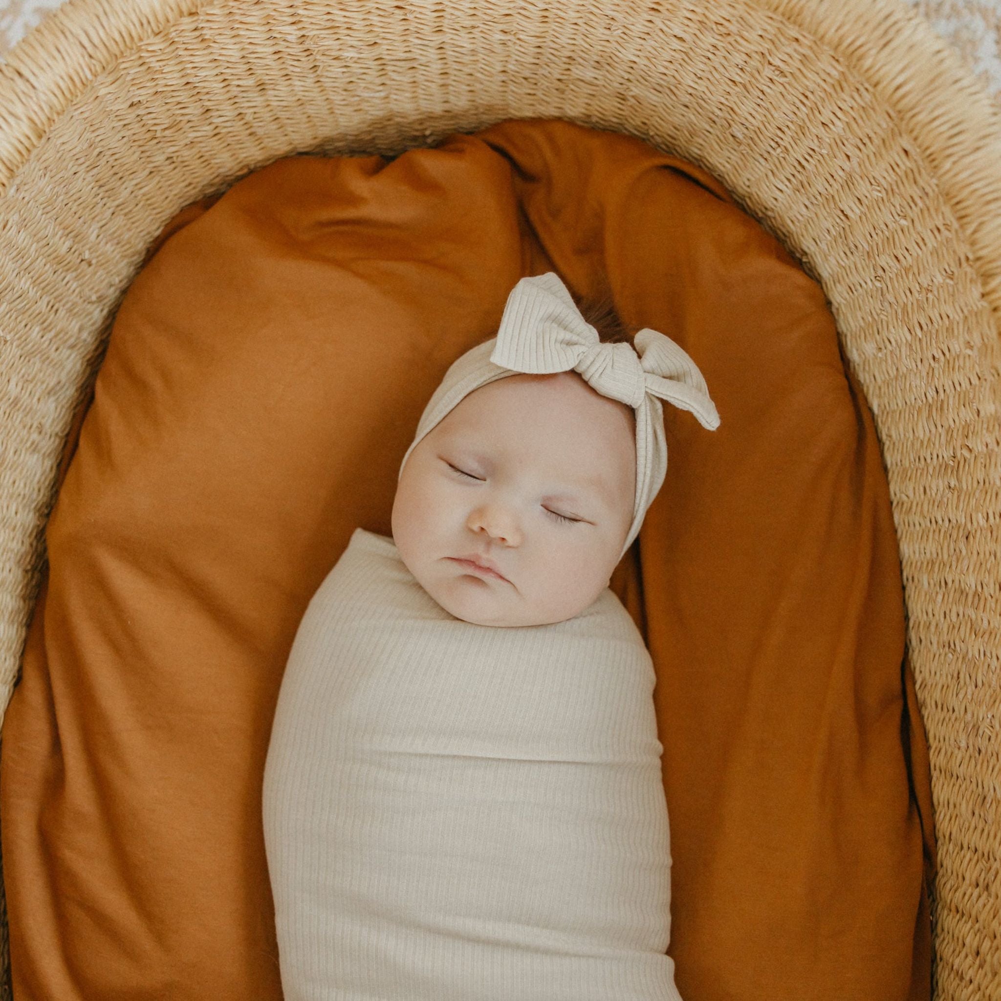 Rib Knit Headband Bow - Moonstone