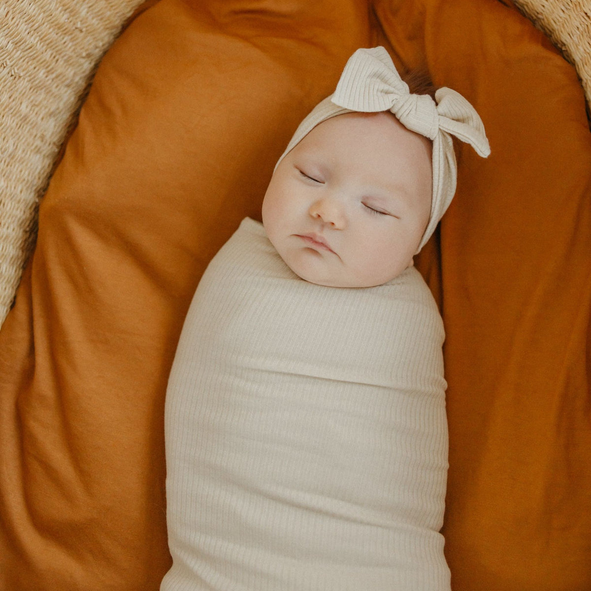 Rib Knit Headband Bow - Moonstone