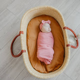 Rib Knit Headband Bow - Rosewood