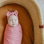 Rib Knit Headband Bow - Rosewood