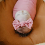 Rib Knit Headband Bow - Rosewood