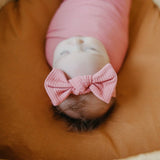 Rib Knit Headband Bow - Rosewood