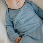 Rib Knit Newborn Knotted Gown - Atlantic