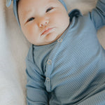 Rib Knit Newborn Knotted Gown - Atlantic