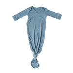 Rib Knit Newborn Knotted Gown - Atlantic