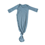 Rib Knit Newborn Knotted Gown - Atlantic