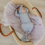 Rib Knit Newborn Knotted Gown - Periwinkle