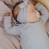 Rib Knit Newborn Knotted Gown - Periwinkle