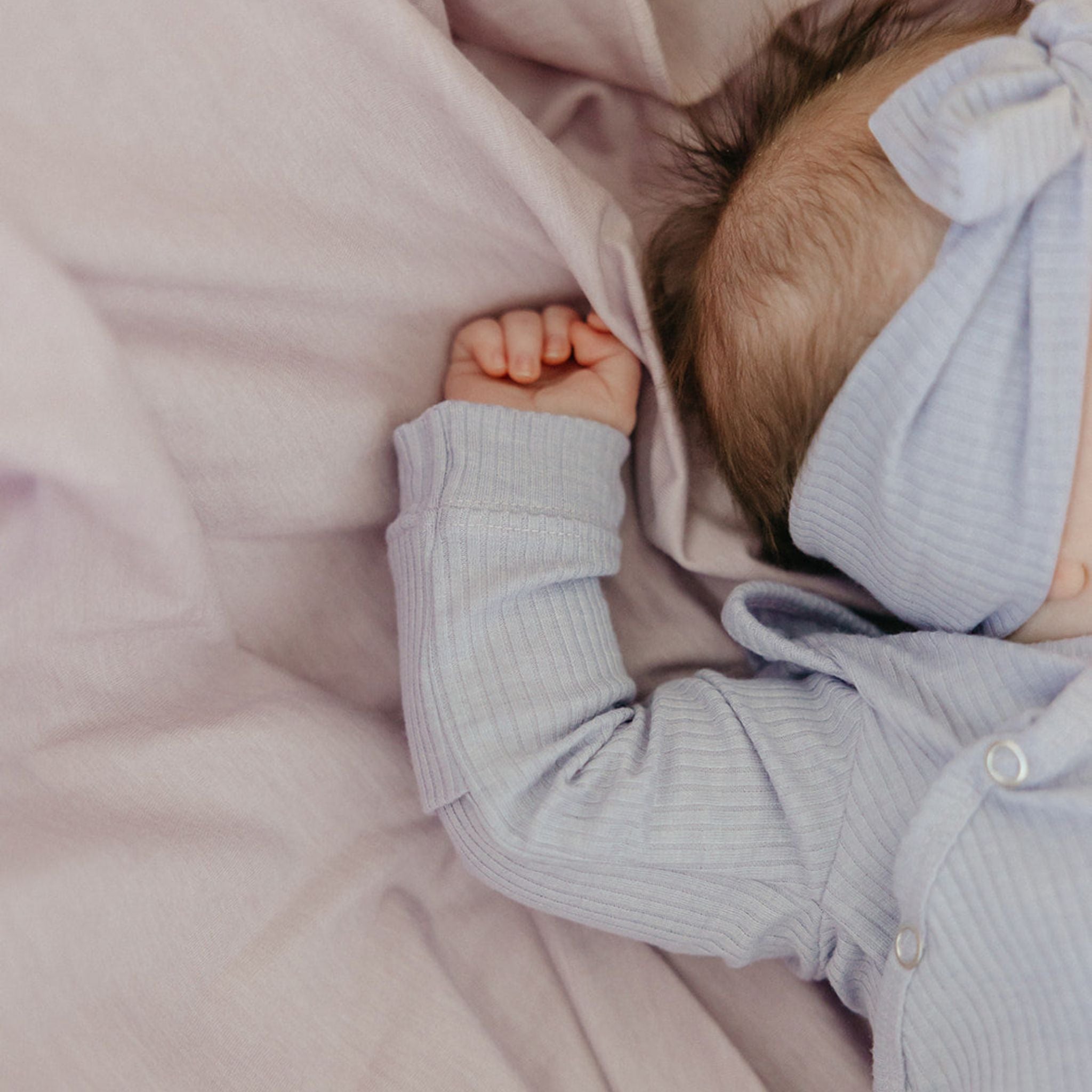 Rib Knit Newborn Knotted Gown - Periwinkle