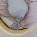 Rib Knit Newborn Knotted Gown - Periwinkle