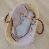 Rib Knit Newborn Knotted Gown - Periwinkle