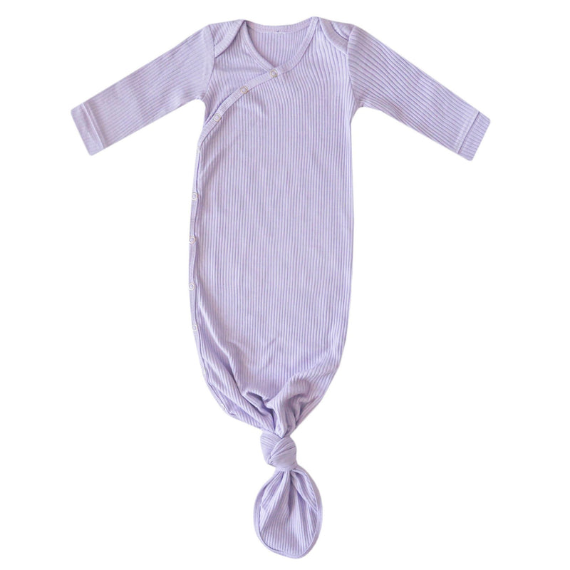 Rib Knit Newborn Knotted Gown - Periwinkle