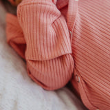 Rib Knit Newborn Knotted Gown - Rosewood
