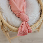 Rib Knit Newborn Knotted Gown - Rosewood