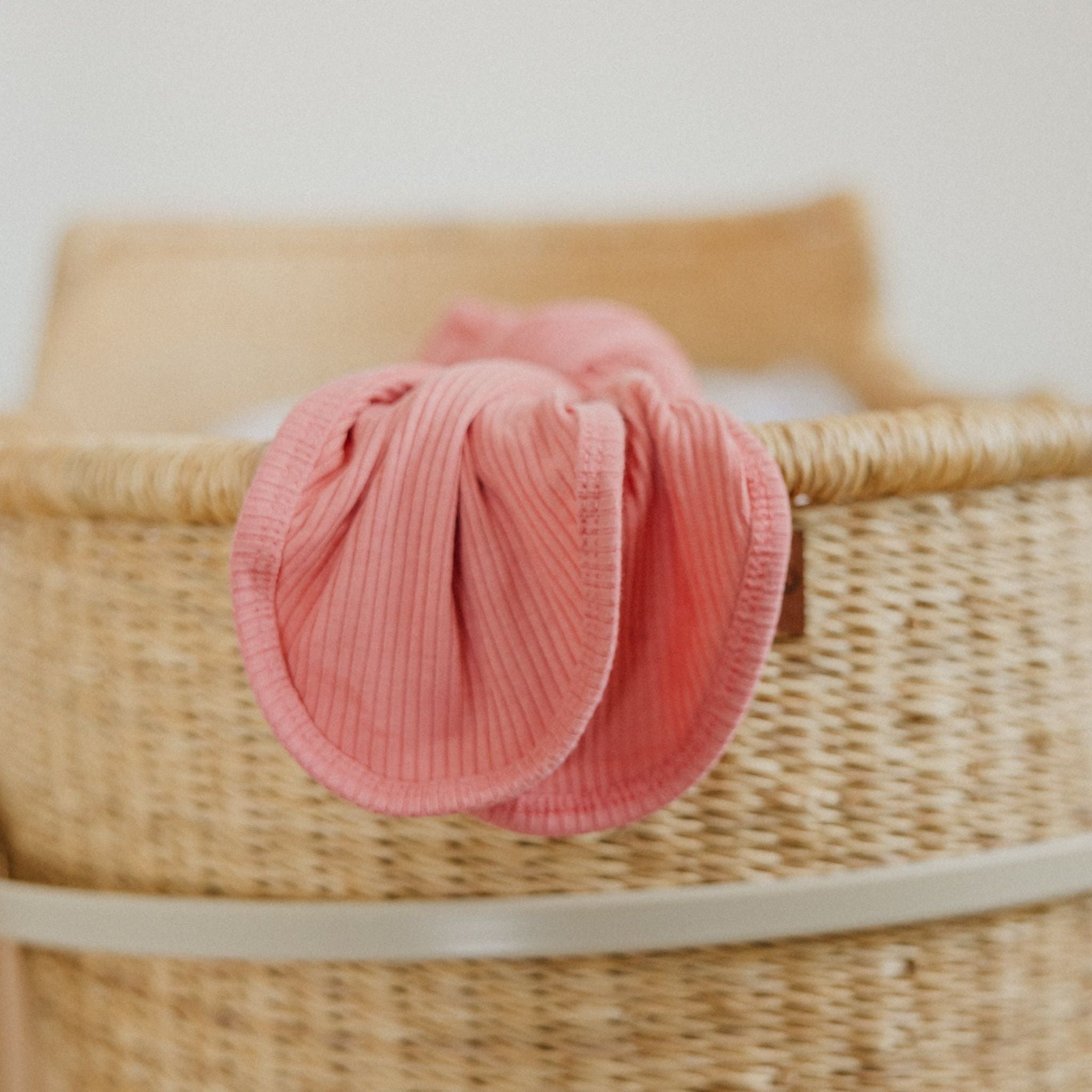 Rib Knit Newborn Knotted Gown - Rosewood