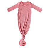 Rib Knit Newborn Knotted Gown - Rosewood