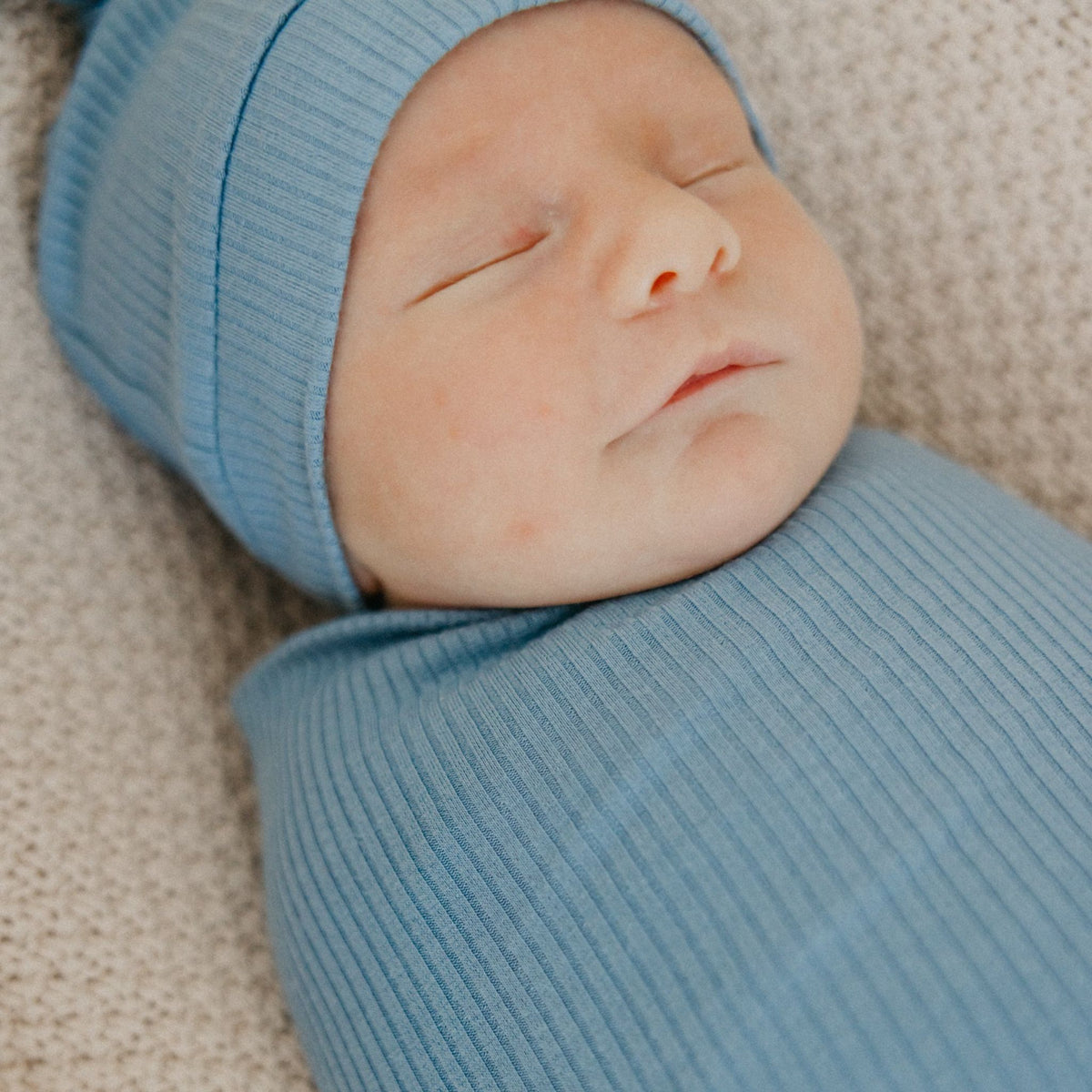 Rib Knit Swaddle Blanket - Atlantic