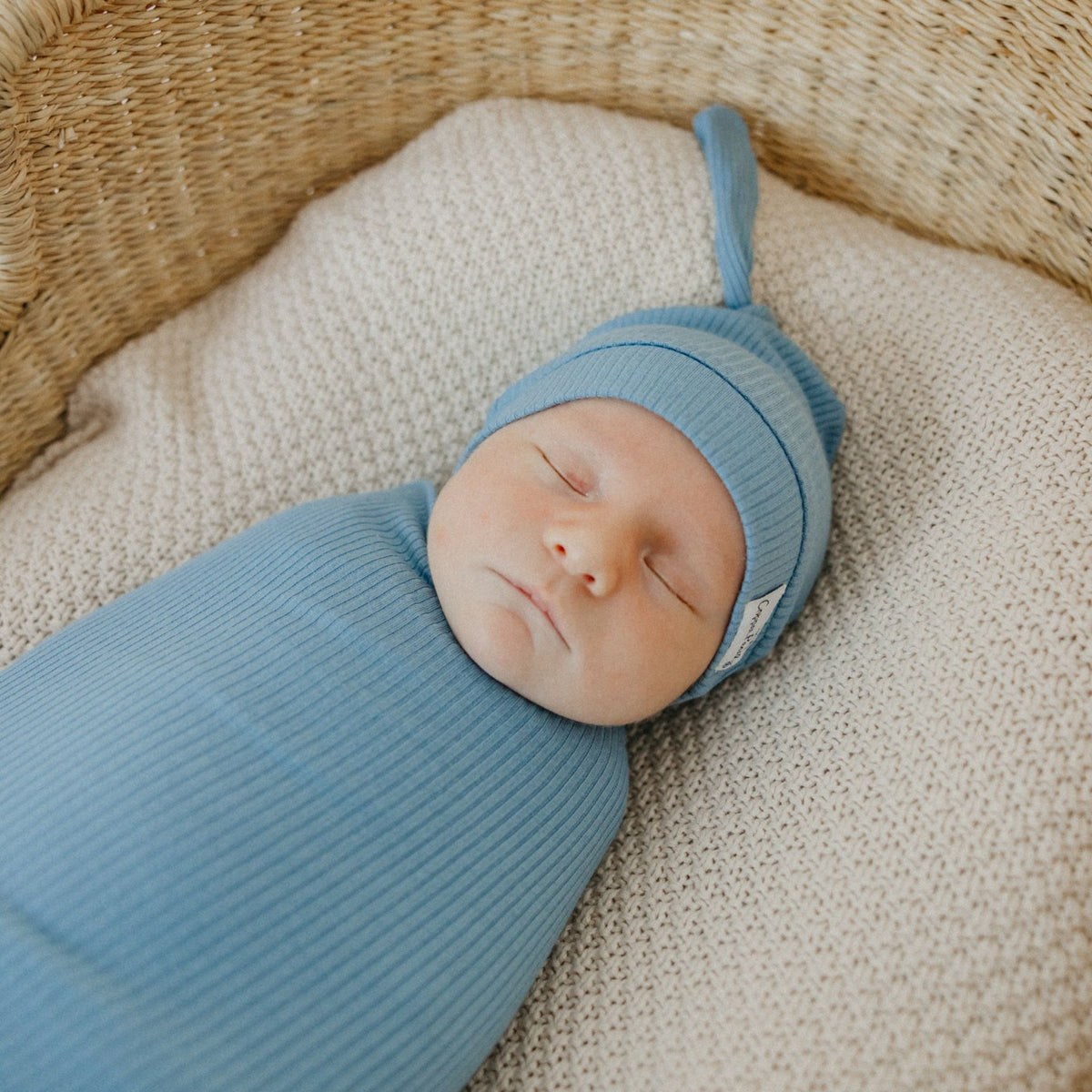 Rib Knit Swaddle Blanket - Atlantic