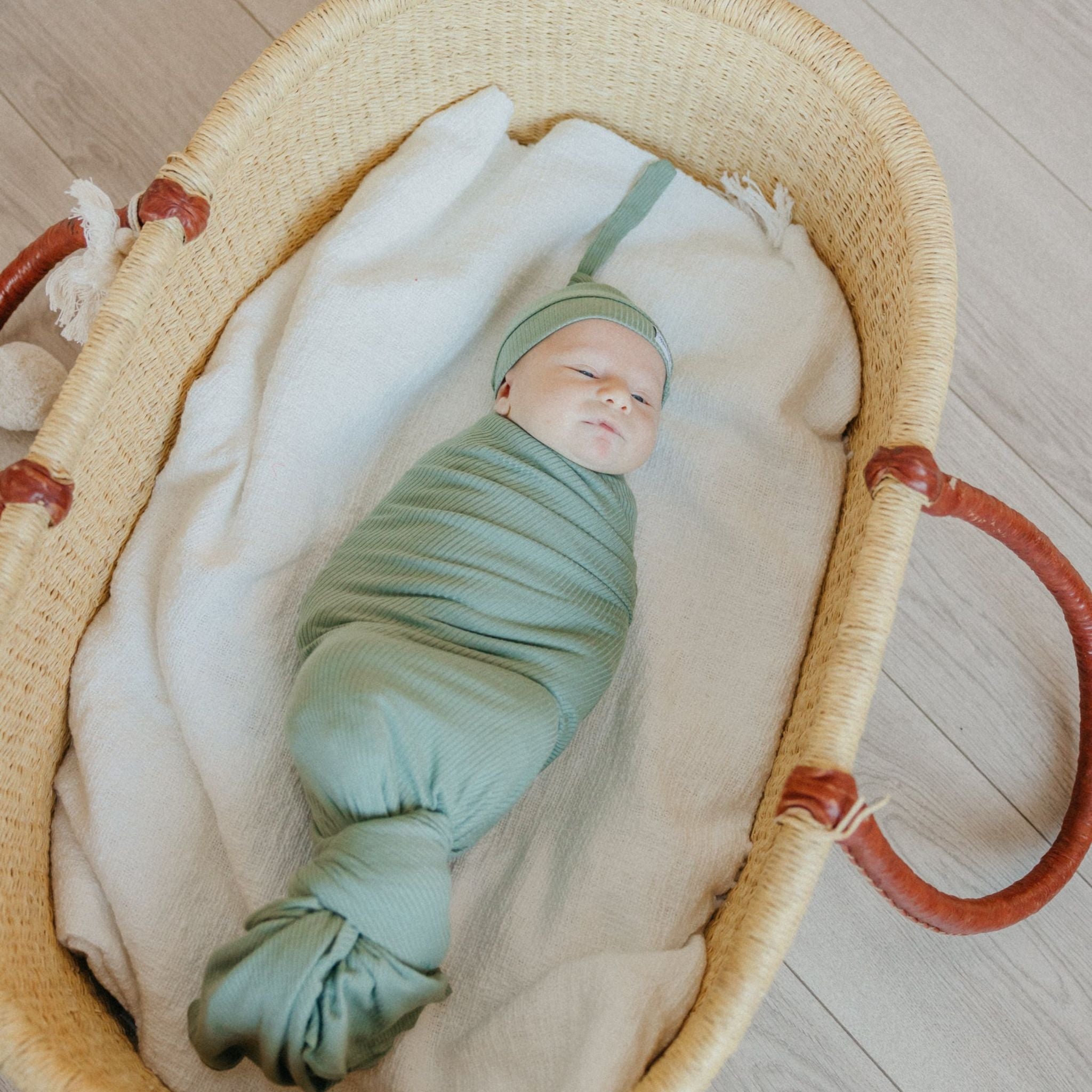 Rib Knit Swaddle Blanket - Clover