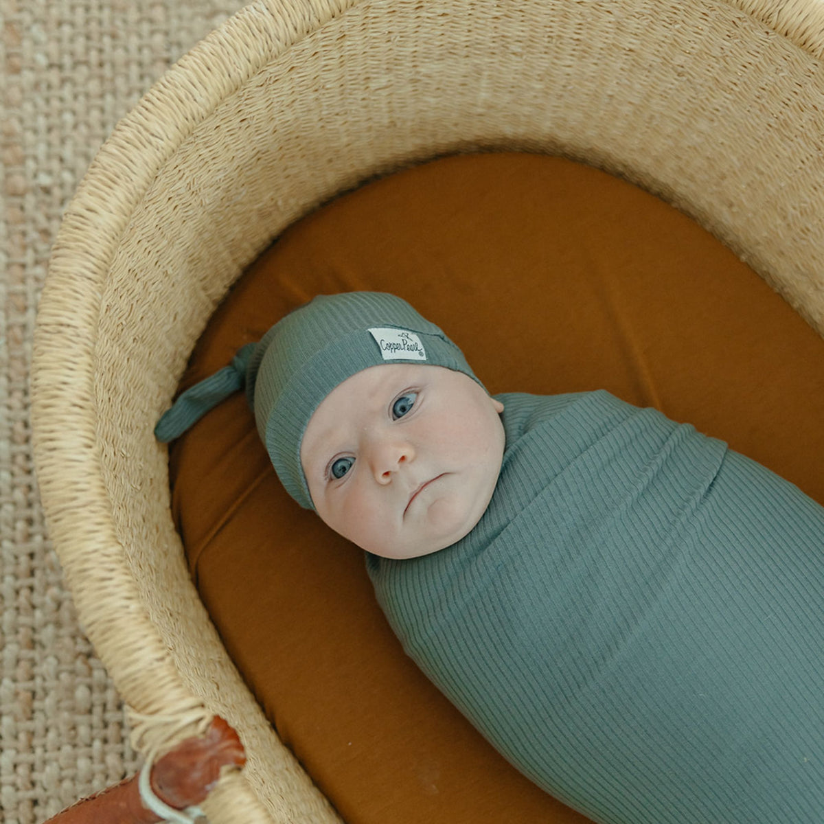 Rib Knit Swaddle Blanket - Moss