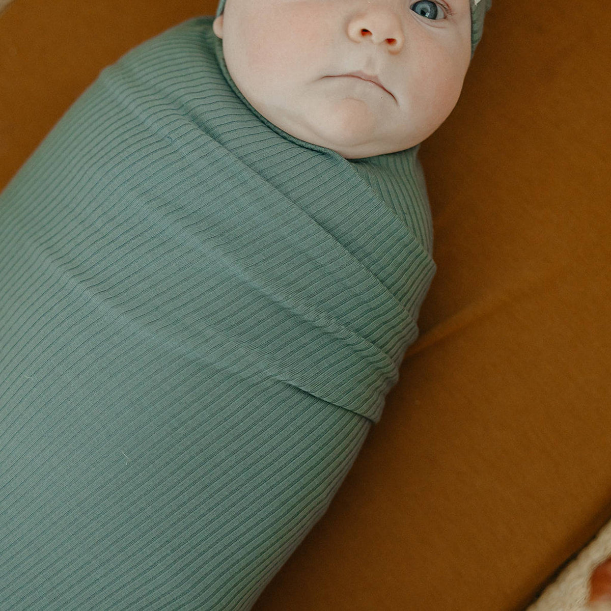 Rib Knit Swaddle Blanket - Moss