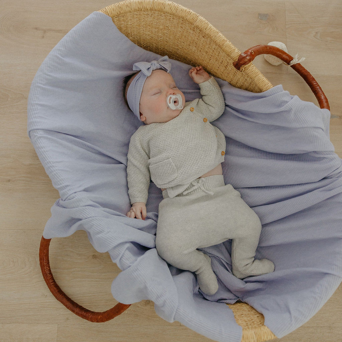 Rib Knit Swaddle Blanket - Periwinkle