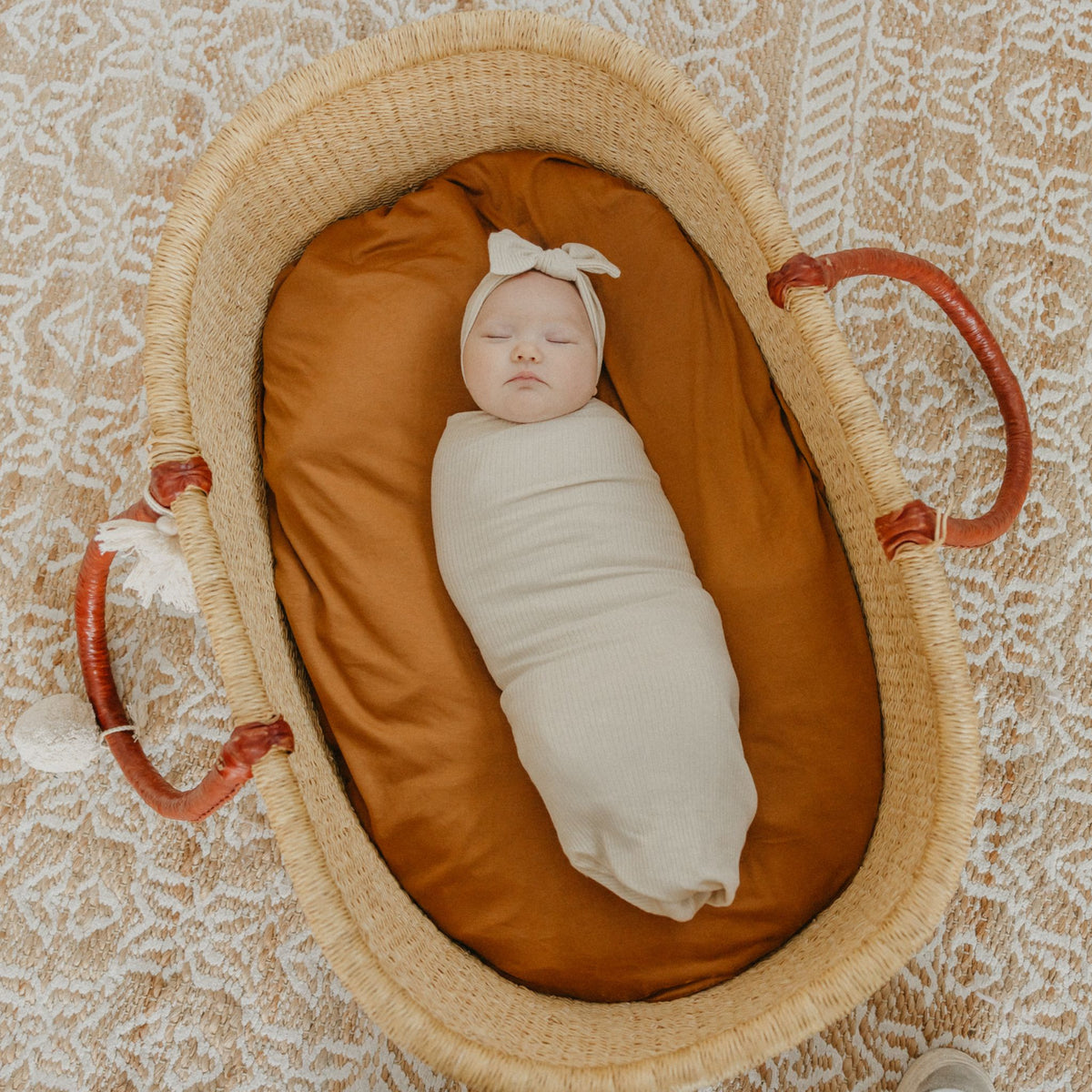 Rib Knit Swaddle Blanket - Moonstone