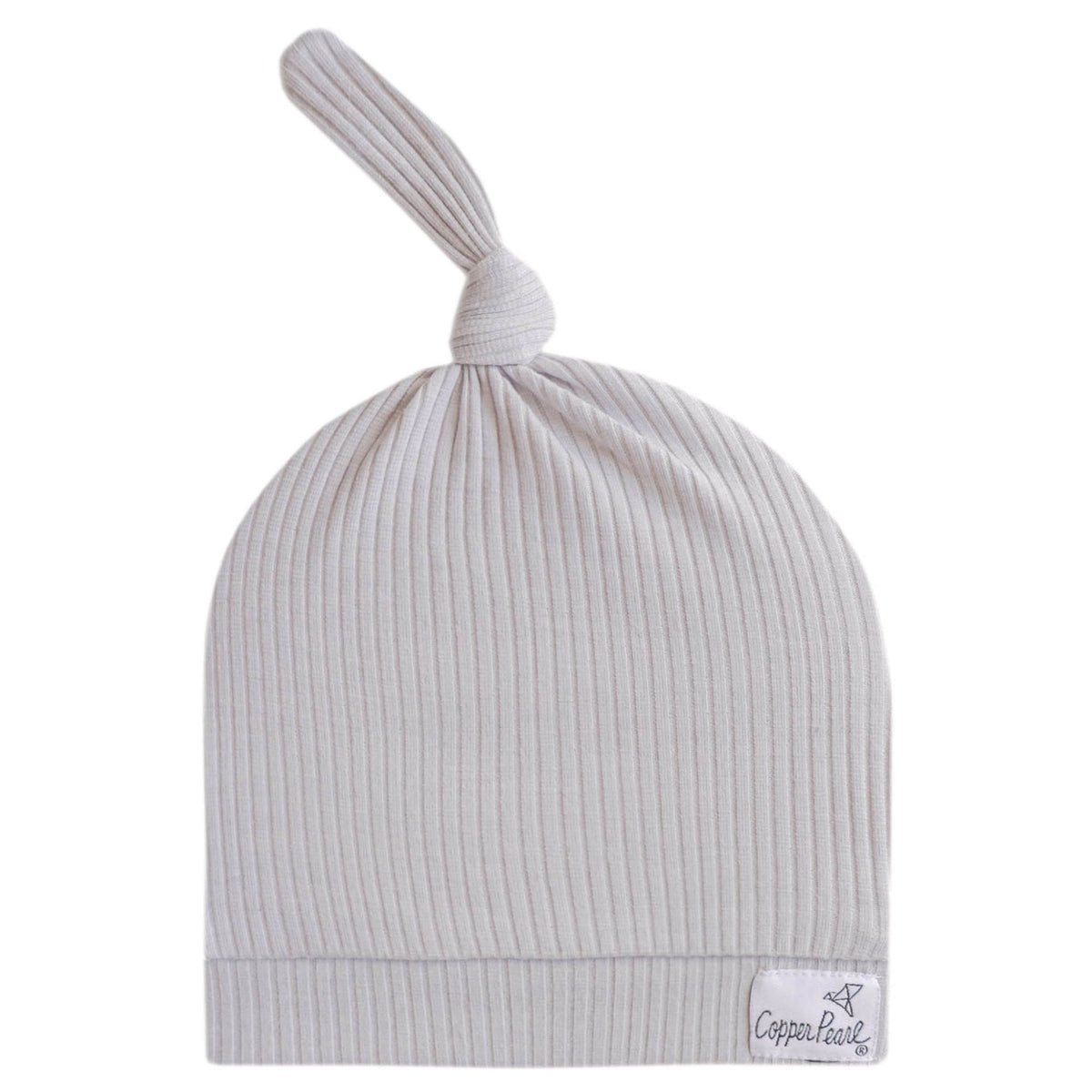 Rib Knit Top Knot Hat - Ash