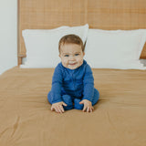 Rib Knit Zip-Up Footie Pajama - Indigo