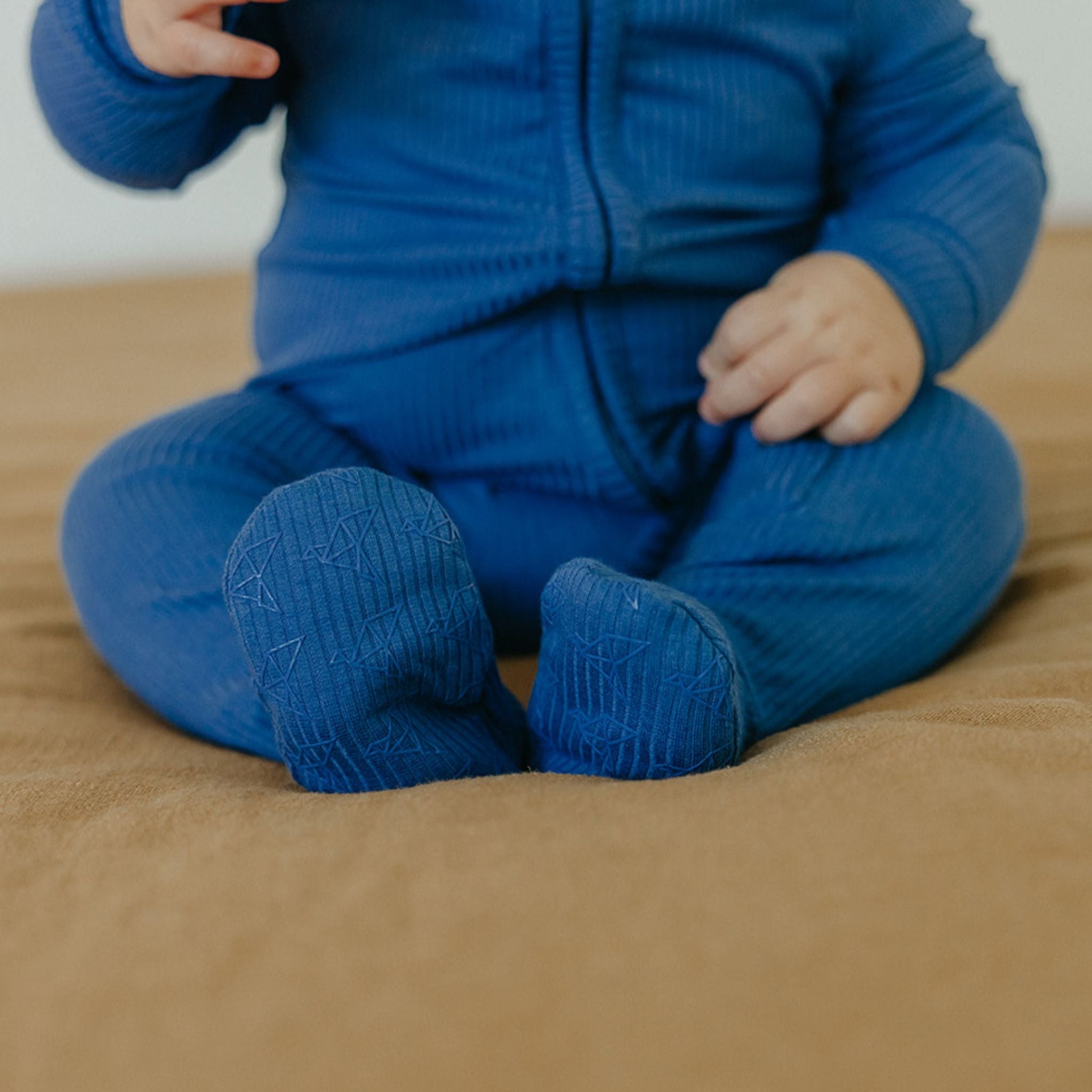 Rib Knit Zip-Up Footie Pajama - Indigo