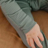Rib Knit Zip-Up Footie Pajama - Moss