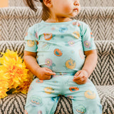 2pc Short Sleeve Pajamas with Pants - Sesame Street Retro Floral