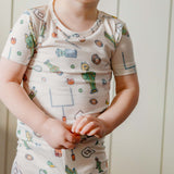 2pc Short Sleeve Pajamas with Pants - Sesame Street Varsity Friends