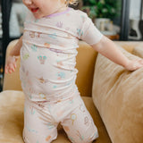 2pc Short Sleeve Pajamas with Pants - Enchanted Friends
