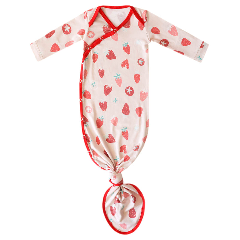 Newborn Knotted Gown - Strawberry