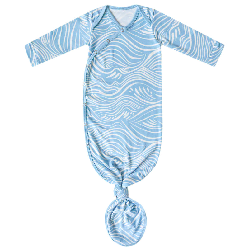 Newborn Knotted Gown - Surf