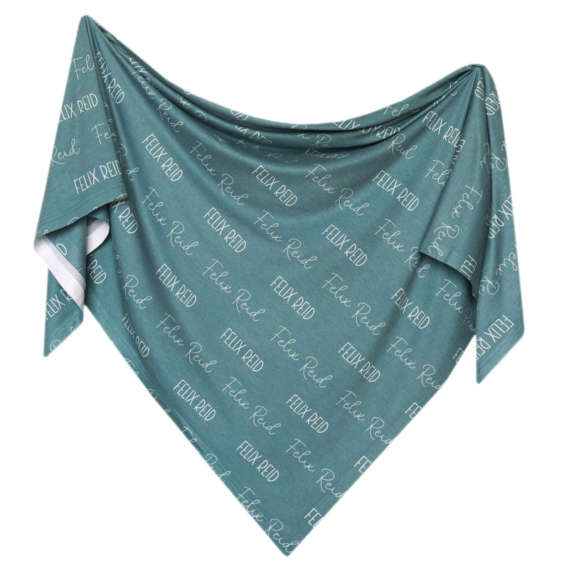 Personalized Baby Name Swaddle Blanket - Teal