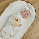 Wooden Announcement Sign - Hello World Butterfly