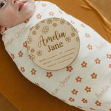 Personalized Wooden Announcement Sign - Happy Daisy