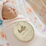 Wooden Announcement Sign - Hello World Bow